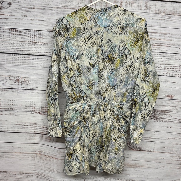 IRO Deniz Printed Long Sleeve Shirt Dress Green Multicolor NWT - Picture 8 of 11